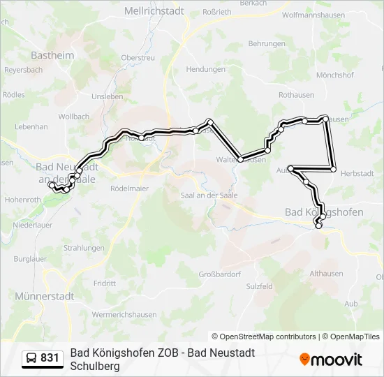 Автобус 831: карта маршрута