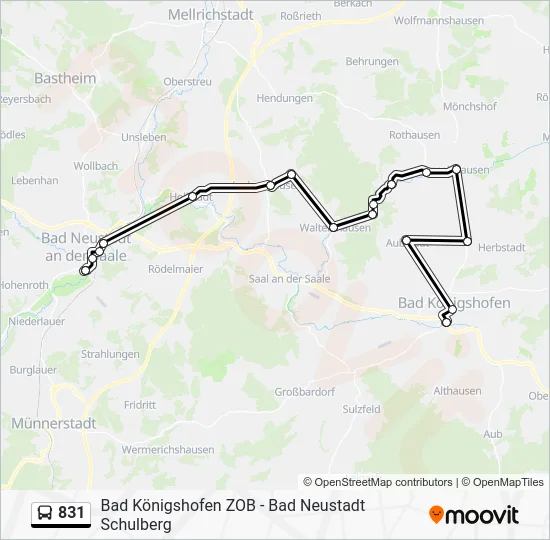 Автобус 831: карта маршрута