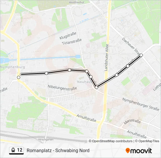 Трамвай 12: карта маршрута