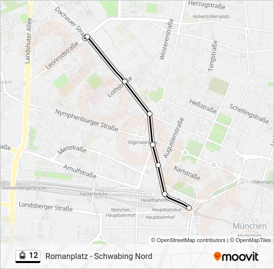 Трамвай 12: карта маршрута