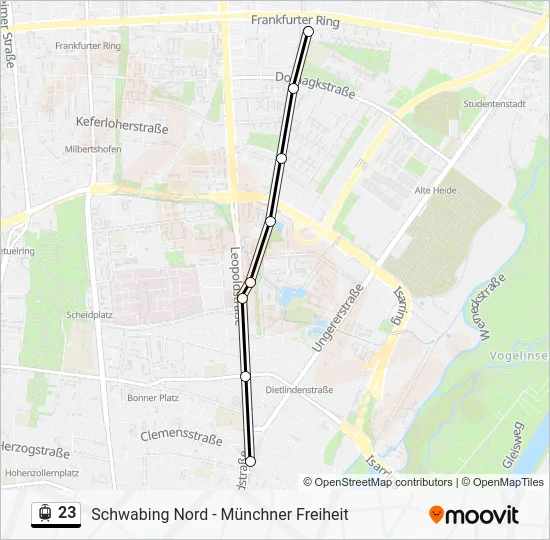 Трамвай 23: карта маршрута