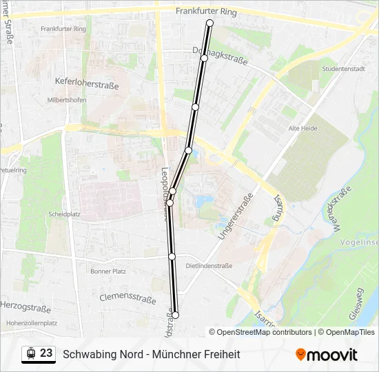 Трамвай 23: карта маршрута