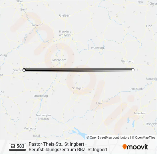 Автобус 583: карта маршрута