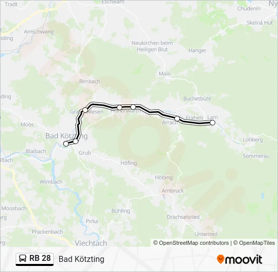 Автобус RB 28: карта маршрута