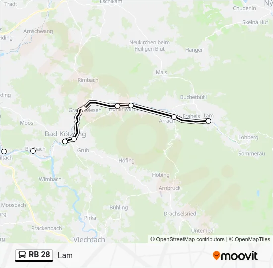 Автобус RB 28: карта маршрута