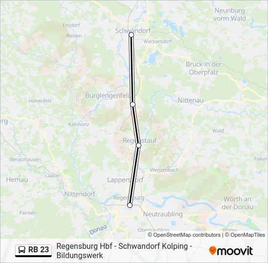 Автобус RB 23: карта маршрута
