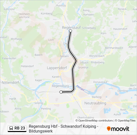 Автобус RB 23: карта маршрута