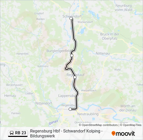 Автобус RB 23: карта маршрута