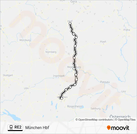 Поезд RE2: карта маршрута