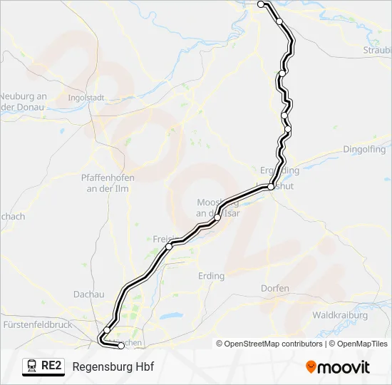 Поезд RE2: карта маршрута