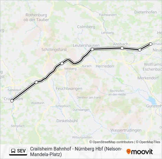 Автобус SEV: карта маршрута