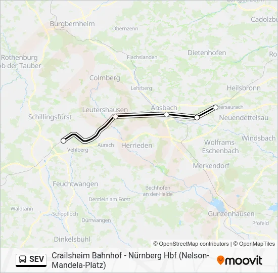 Автобус SEV: карта маршрута