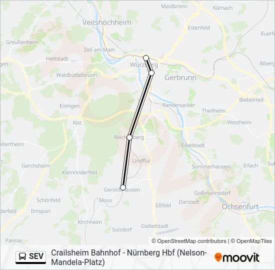 Автобус SEV: карта маршрута