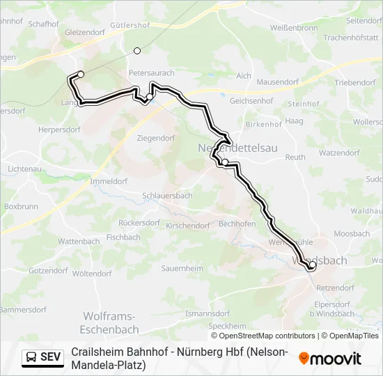 Автобус SEV: карта маршрута