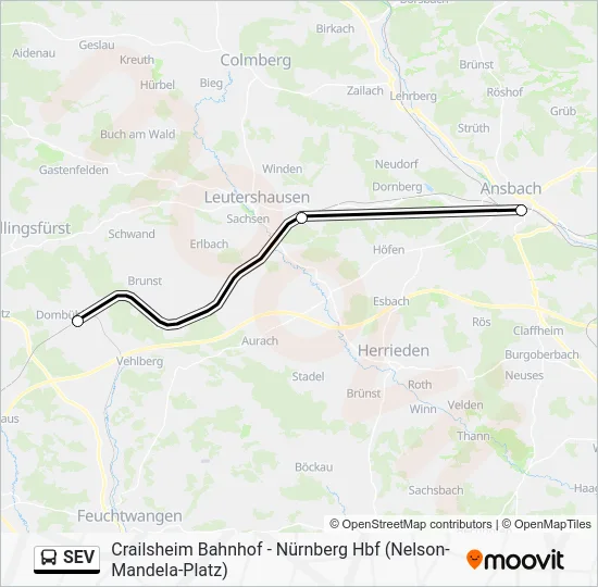 Автобус SEV: карта маршрута