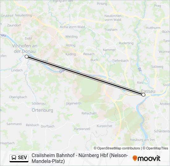 Автобус SEV: карта маршрута