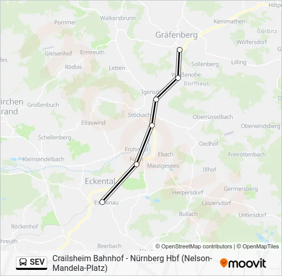 Автобус SEV: карта маршрута