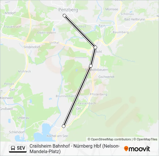 Автобус SEV: карта маршрута