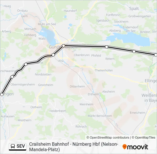 Автобус SEV: карта маршрута