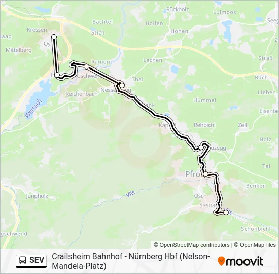 Автобус SEV: карта маршрута