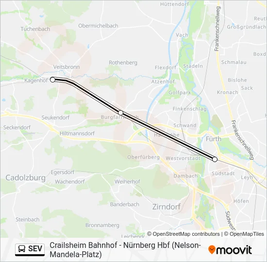 Автобус SEV: карта маршрута