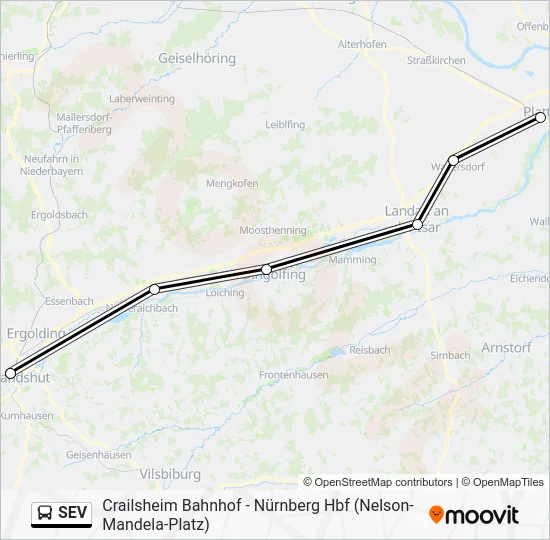 Автобус SEV: карта маршрута