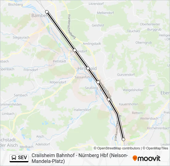Автобус SEV: карта маршрута