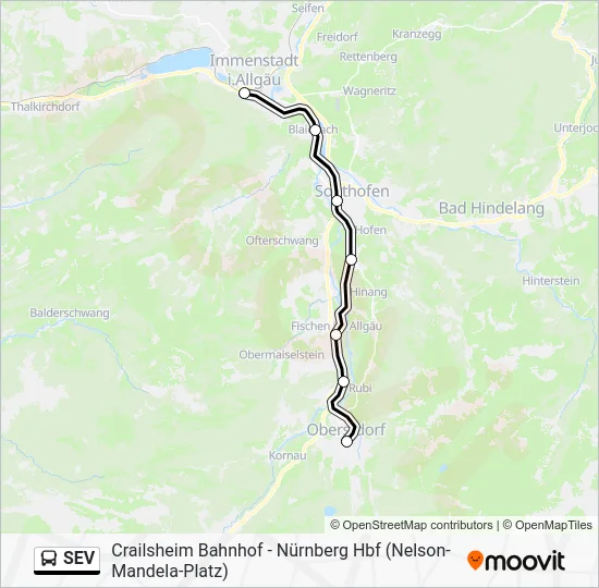 Автобус SEV: карта маршрута