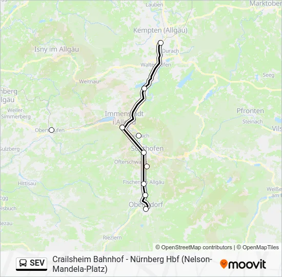 Автобус SEV: карта маршрута