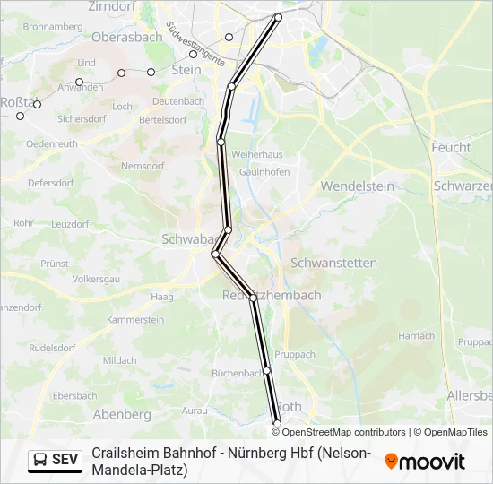 Автобус SEV: карта маршрута