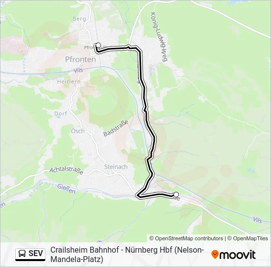 Автобус SEV: карта маршрута