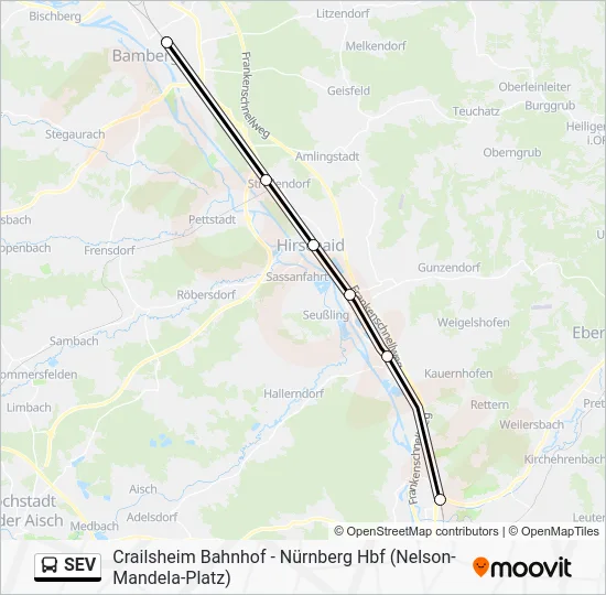 Автобус SEV: карта маршрута