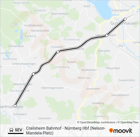 Автобус SEV: карта маршрута