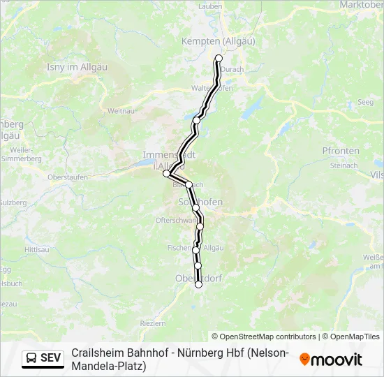 Автобус SEV: карта маршрута