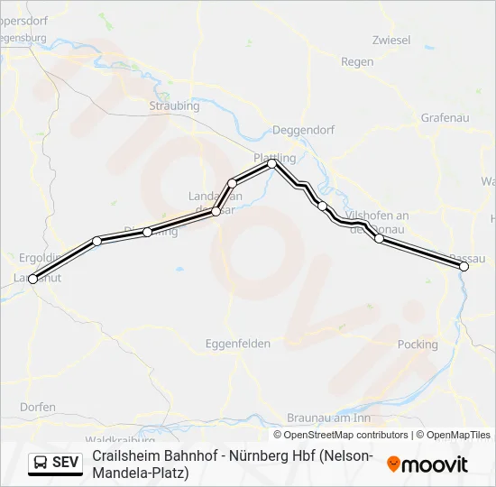 Автобус SEV: карта маршрута