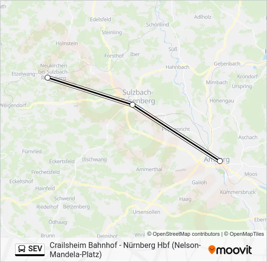 Автобус SEV: карта маршрута