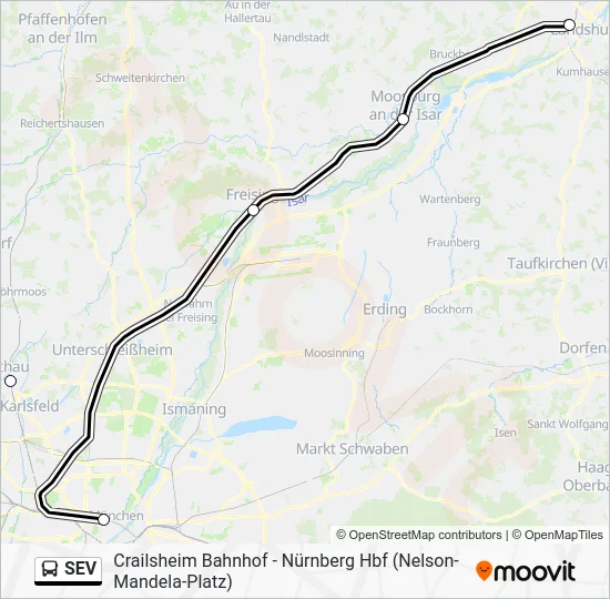 Автобус SEV: карта маршрута