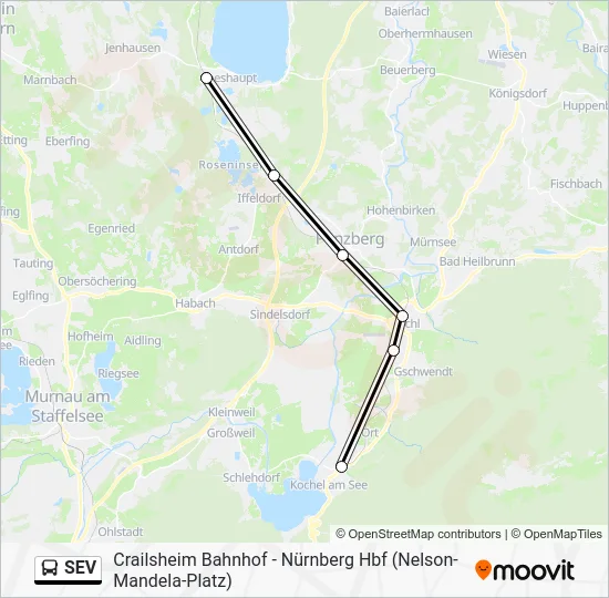 Автобус SEV: карта маршрута