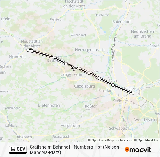 Автобус SEV: карта маршрута
