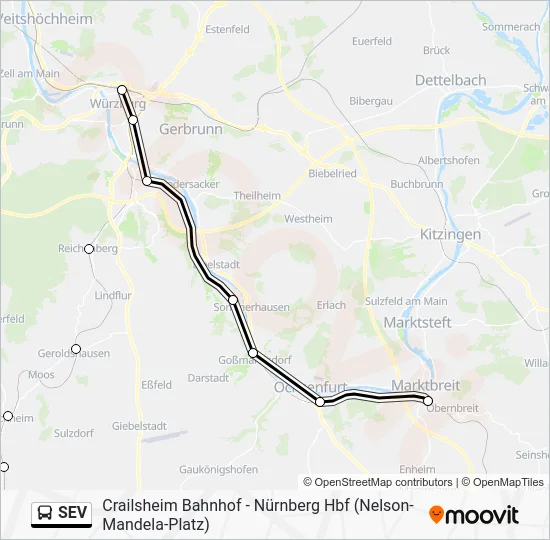 Автобус SEV: карта маршрута