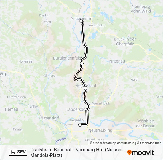 Автобус SEV: карта маршрута