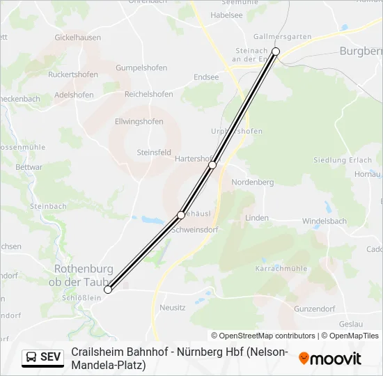 Автобус SEV: карта маршрута
