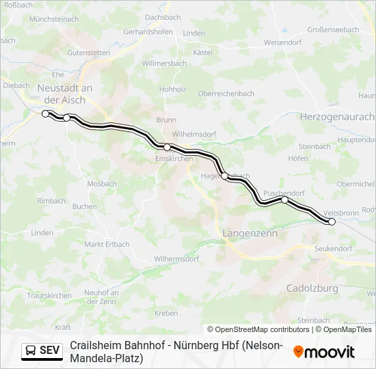 Автобус SEV: карта маршрута