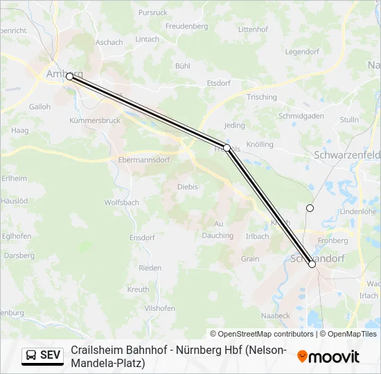 Автобус SEV: карта маршрута