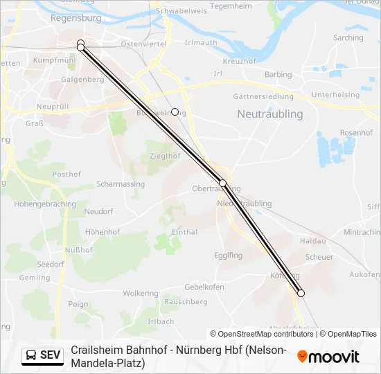 Автобус SEV: карта маршрута