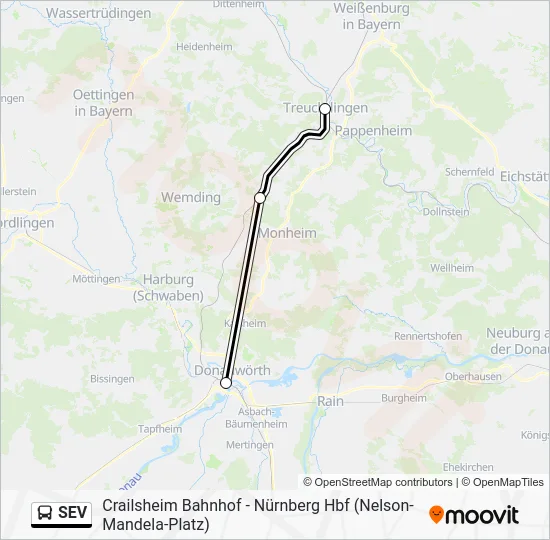 Автобус SEV: карта маршрута