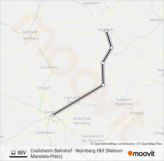 Автобус SEV: карта маршрута