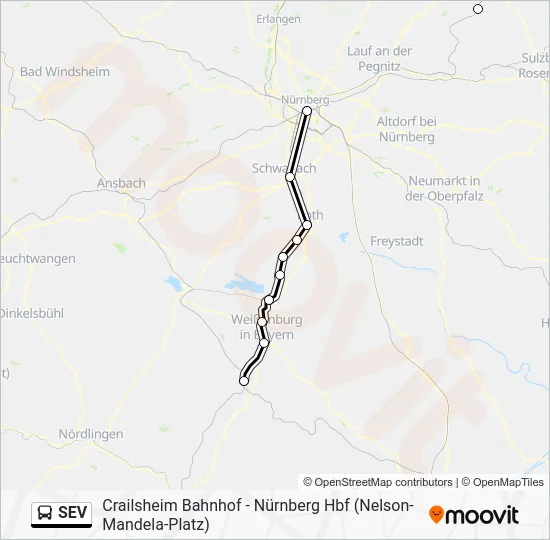 Автобус SEV: карта маршрута