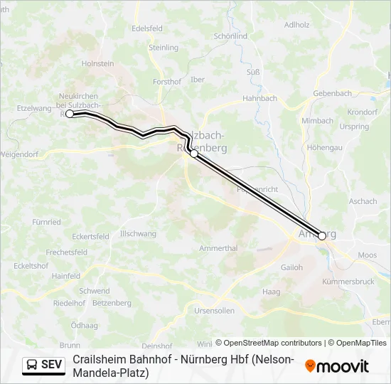 Автобус SEV: карта маршрута