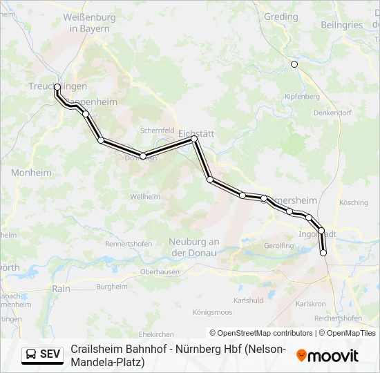 Автобус SEV: карта маршрута